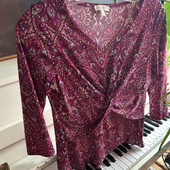 Laura petites Paisley V-Neck Women's Top XS - Picture 13 of 15